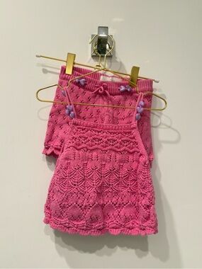 Zara Girls' Bright Pink Knit Matching Tank Top and Shorts Set 2T